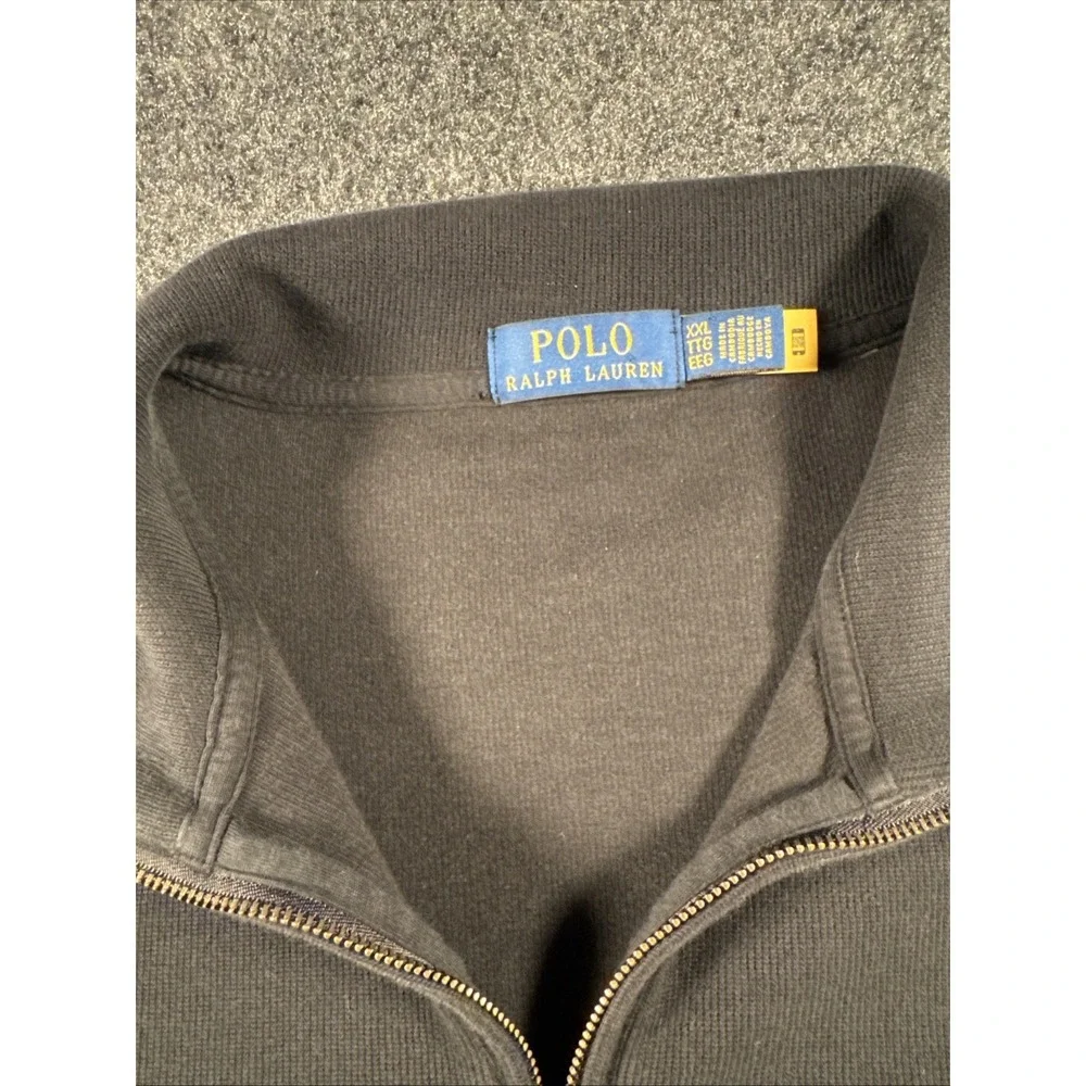Polo Ralph Lauren Mens Pullover Sweater 1/4 Zip, XXL, Black, Big & Tall Cotton